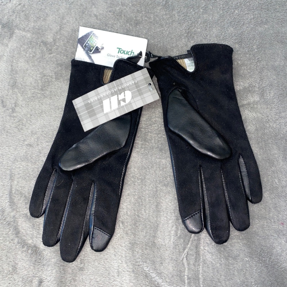 New GII Tech Gloves Women Medium Black Leather Buckle Touchscreen Compatible